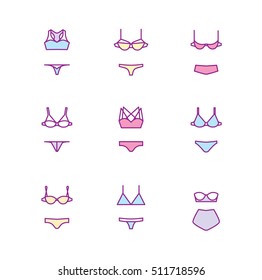 Vector bras and panties styles. Ladies lingerie designs