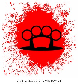 Vector Brass Knuckle  Icon and Blood Drop Isolated on White Background