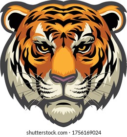 Vector brave tiger face design with illustration