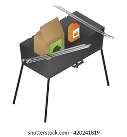 Vector brazier, liquid fire and coal illustration