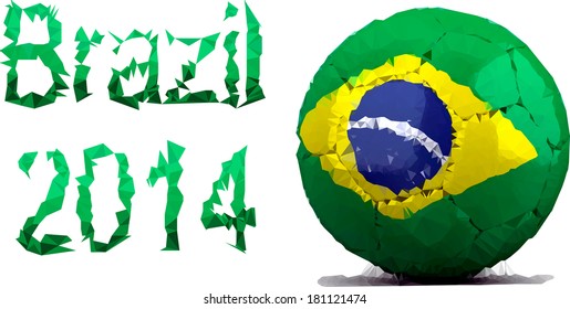 Vector - Brazil 2014 Soccer with Brazilian Flag