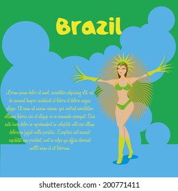 Vector Brazil Cartoon Illustration Editable With Background