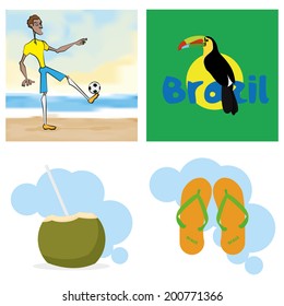 Vector Brazil Cartoon Illustrations Editable With Background