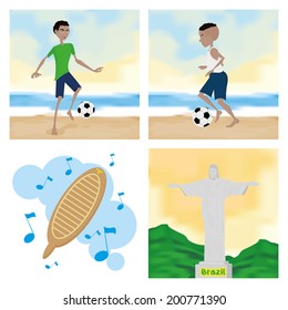 Vector Brazil Cartoon Illustrations Editable With Background