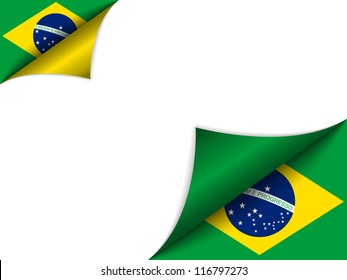 Vector - Brazil Country Flag Turning Page