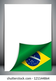 Vector - Brazil Country Flag Turning Page