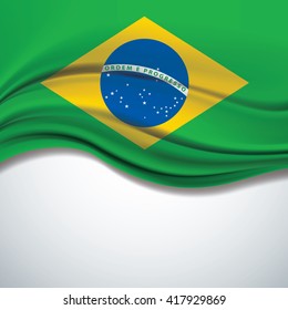 Vector Brazil flag blowing in the wind on white background