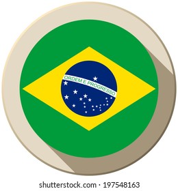 Vector - Brazil Flag Button Icon Modern