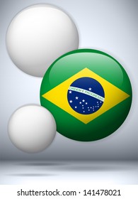 Vector - Brazil Flag Glossy Button