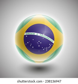 Vector Brazil Flag Glossy Button