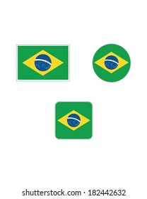 Map Pins Flag Brazil Vector Illustration Stock Vector Royalty Free