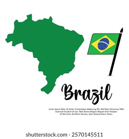 Vector Brazil flag or map banner Brazil flag with white background Vector illustration design Brazil independence day banner design 