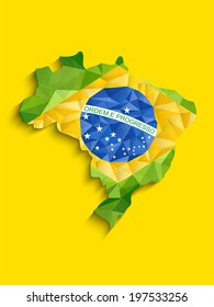 Vector - Brazil Flag Map Yellow Green Blue Background