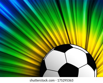 Vector - Brazil Flag with Soccer Ball Background