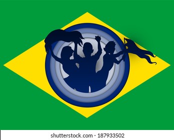 Vector - Brazil Flag with Soccer Ball Background