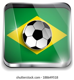 Vector - Brazil Flag with Soccer Ball Background