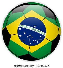 Vector - Brazil Flag with Soccer Ball Background