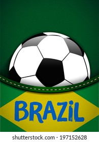 Vector - Brazil Flag with Soccer Ball Background