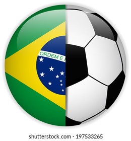 Vector - Brazil Flag with Soccer Ball Background