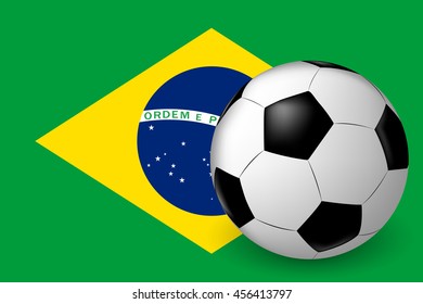 vector Brazil flag with soccer ball