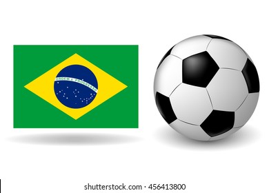 vector Brazil flag with soccer ball