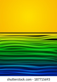 Vector - Brazil Flag Wave Yellow Green Blue Background