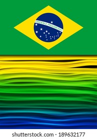 Vector - Brazil Flag Wave Yellow Green Blue Background