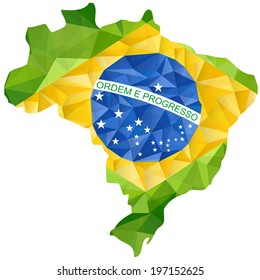 Vector - Brazil Flag Wave Yellow Green Blue Background