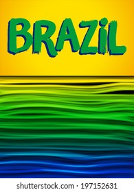 Vector - Brazil Flag Wave Yellow Green Blue Background