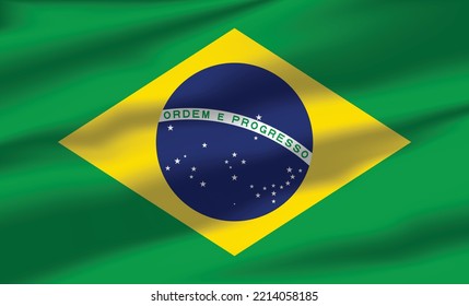 Bandera vectorial de Brasil ondeando banderas de flujo realistas