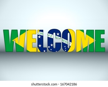 Vector - Brazil Flag Welcome Soccer Letters Background