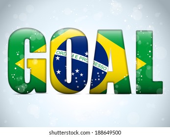 Vector - Brazil Goal Soccer 2014 Letters with Brazilian Flag