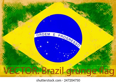 VECTOR: Brazil grunge flag on the vintage paper using  for background