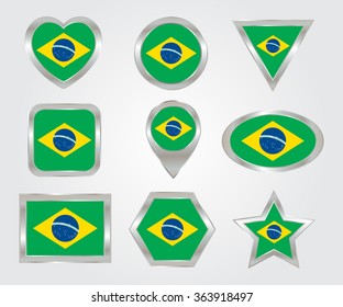 Vector Brazil icon set.Brazilian flag icons.