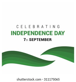 Vector Brazil Independence Day 7 September Celebration Card. abstract green lines with typography isolated on white background. Illustration