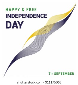 Vector Brazil Independence Day 7 September Celebration Card. yellow and blue lines pattern with typography. Illustration
