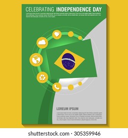 Vector Brazil Independence Day Flyer template. Creative Brochure Title Page. National Day Leaflet design element. vector illustration