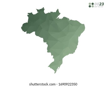 Vector of Brazil map green polygon triangle mosaic with white background. style gradient.