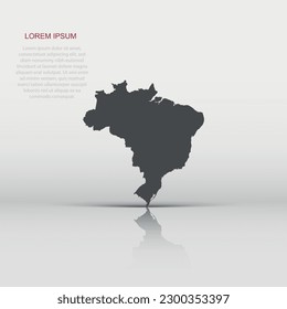 Vector Brazil map icon in flat style. Brazil sign illustration pictogram. Cartography map business concept.