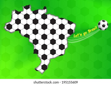 Vector Brazil map with massage let's go Brazil.