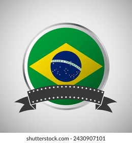 Vector Brazil Round Flag Banner Vector Illustration