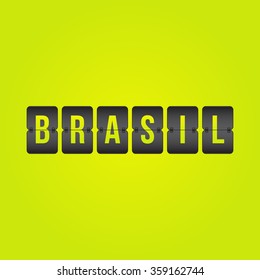 vector Brazil Scoreboard, black, yellow and green flip sign isolated on background