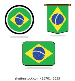 Vector Brazil set of flag banner Brazil flag with white background Vector illustration design Brazil independence day banner design