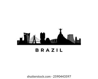 Vector Brazil skyline. Travel Brazil famous landmarks. Business and tourism concept for presentation, banner, web site.