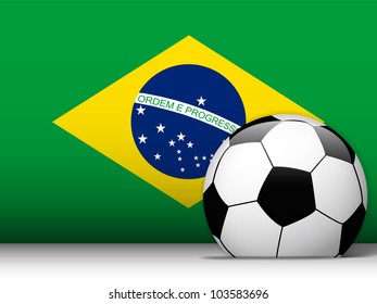 Vector - Brazil Soccer Ball with Flag Background