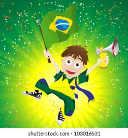 Vector - Brazil Sport Fan with Flag and Horn