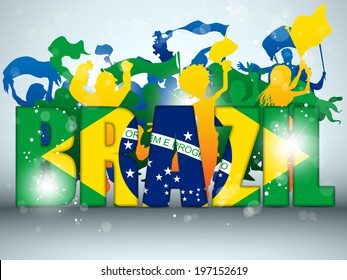 Vector - Brazil Sport Fan with Flag and Horn