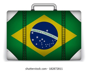 Vector - Brazil Travel Luggage with Flag for Vacation
