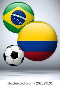 Vector - Brazil versus Colombia Flag Soccer Game