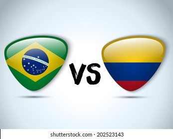 Vector - Brazil versus Colombia Flag Soccer Game